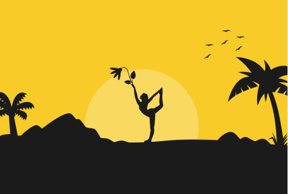 The image shows a silhouette performing physical activity in a natural environment.